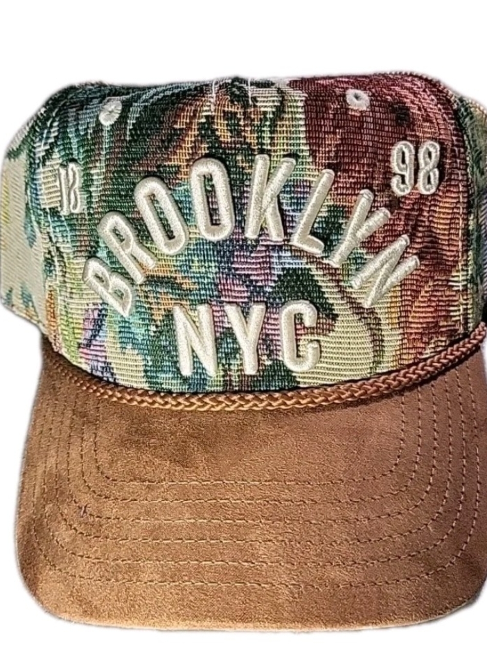 MAD Engine Brooklyn NYC Floral Multicolor Cap with Brown Suede Brim
